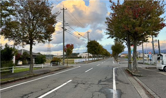 雨上がりの道路の写真です。